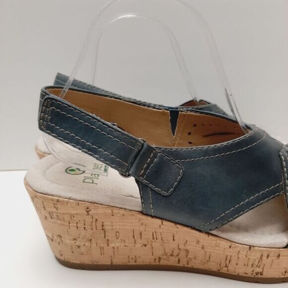 PLANET by EARTH Dawson Open Toe Wedge Slingback Sandals Blue Sz 9 M - Picture 4 of 13